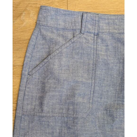 Talbots Miniskirt 20W Chambray Blue Cotton Preppy Pockets Summer Beach Coastal - Picture 4 of 9